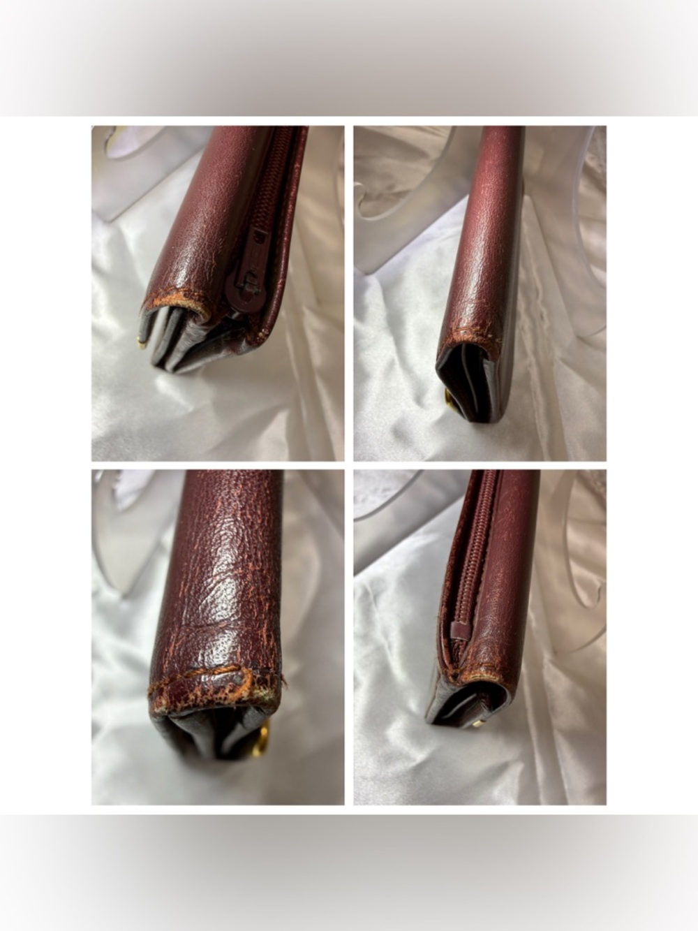 Cartier Must de Cartier Burgundy Leather Long Wallet Gold-tone Corners - Picture 4 of 16